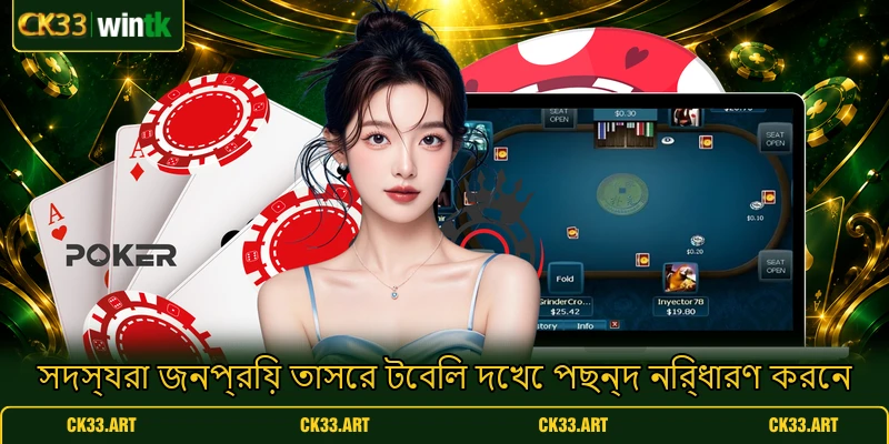 সদস্যরা জনপ্রিয় তাসের টেবিল দেখে পছন্দ নির্ধারণ করেন সদস্যরা জনপ্রিয় তাসের টেবিল দেখে পছন্দ নির্ধারণ করেন